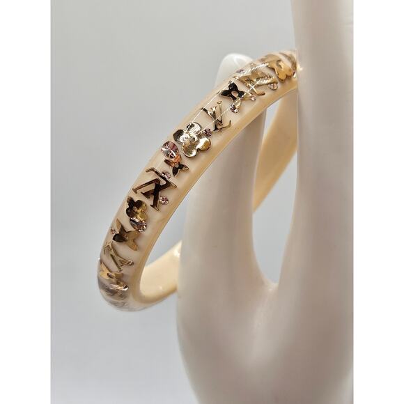 Louis Vuitton Brige Gold Resin Crystal Narrow Inclusion Bangle - Picture 13 of 14